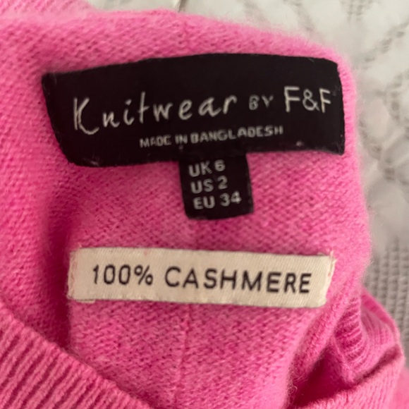 Knitwear by F&F 100% Cashmere Mock Neck Sweater in Pink SZ 2 - Picture 3 of 4